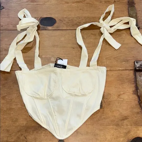 Juniors Cider Cream Tie-Strap Corset Top • XL • NWT - Picture 2 of 6